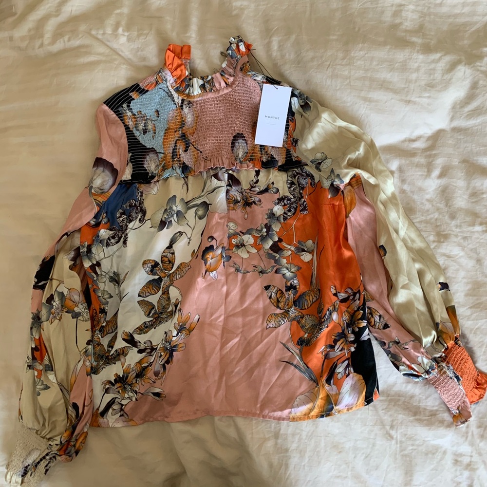 MUNTHE INTERMIX PEASANT BLOUSE